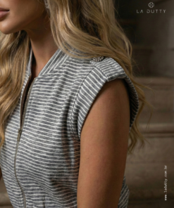 BLUSA MALHA LISTRADA ZIPER - Imagem 3