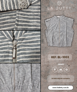 BLUSA MALHA LISTRADA ZIPER - Imagem 6