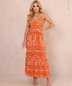 VESTIDO LONGO ESTAMPADO ALÇA DETALHE